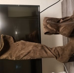 Bamboo thigh high heeled boots